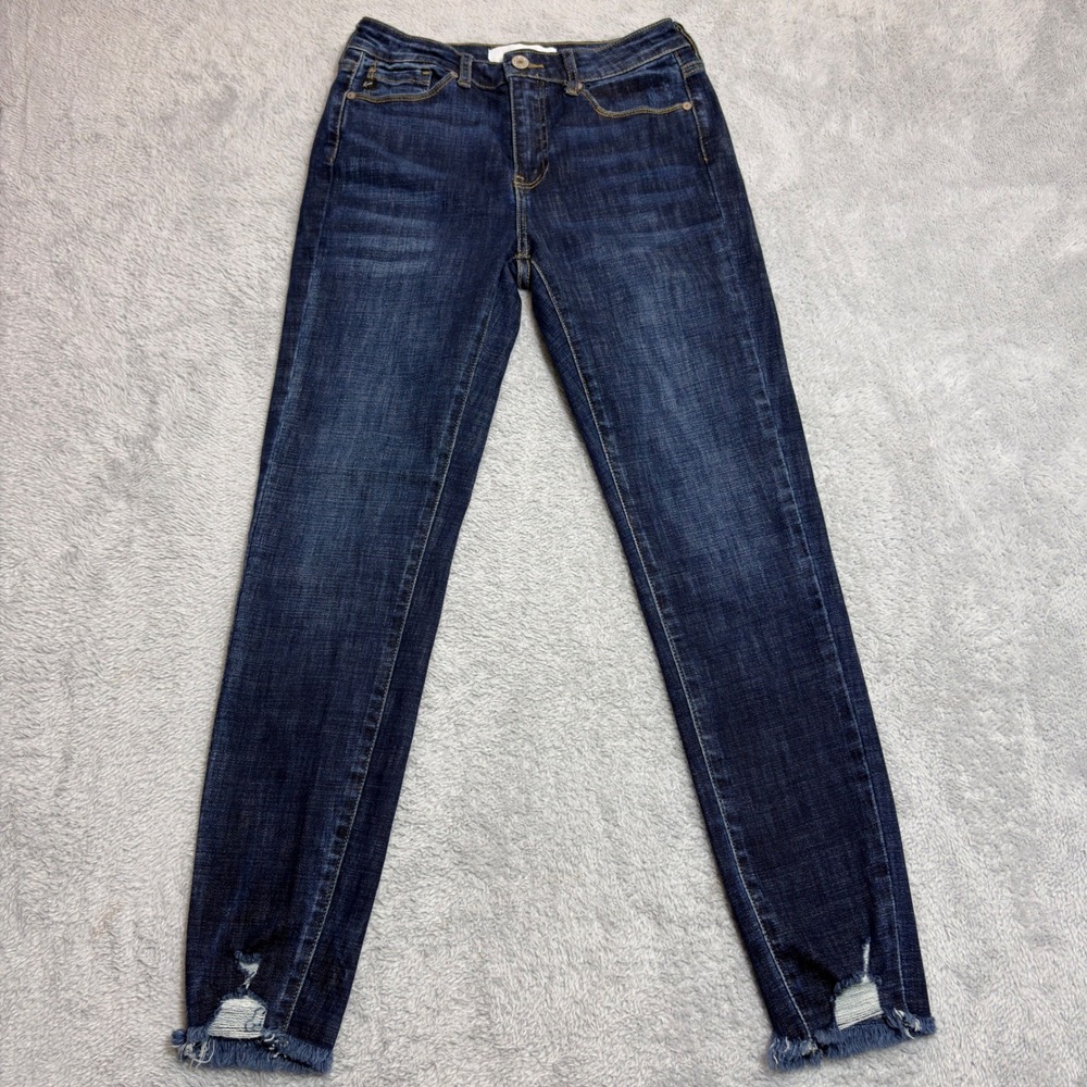 KanCan Skinny Jeans Women's 5/26 Dark Wash Distressed Raw Hem KC7274D 26/25